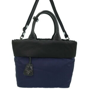 Prada Tessuto Double Leather Shoulder Bag Black